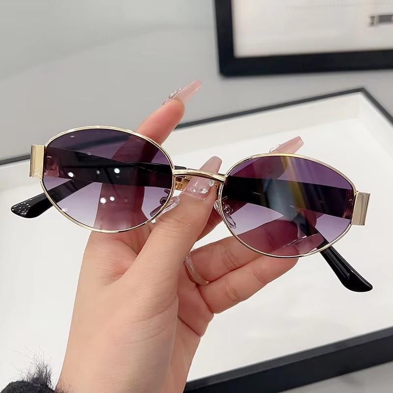 Retro Metal Frame Oval Sunglasses for Women Men Designer UV400 Luxury Small Sun Glasses Driving Aviation Shades