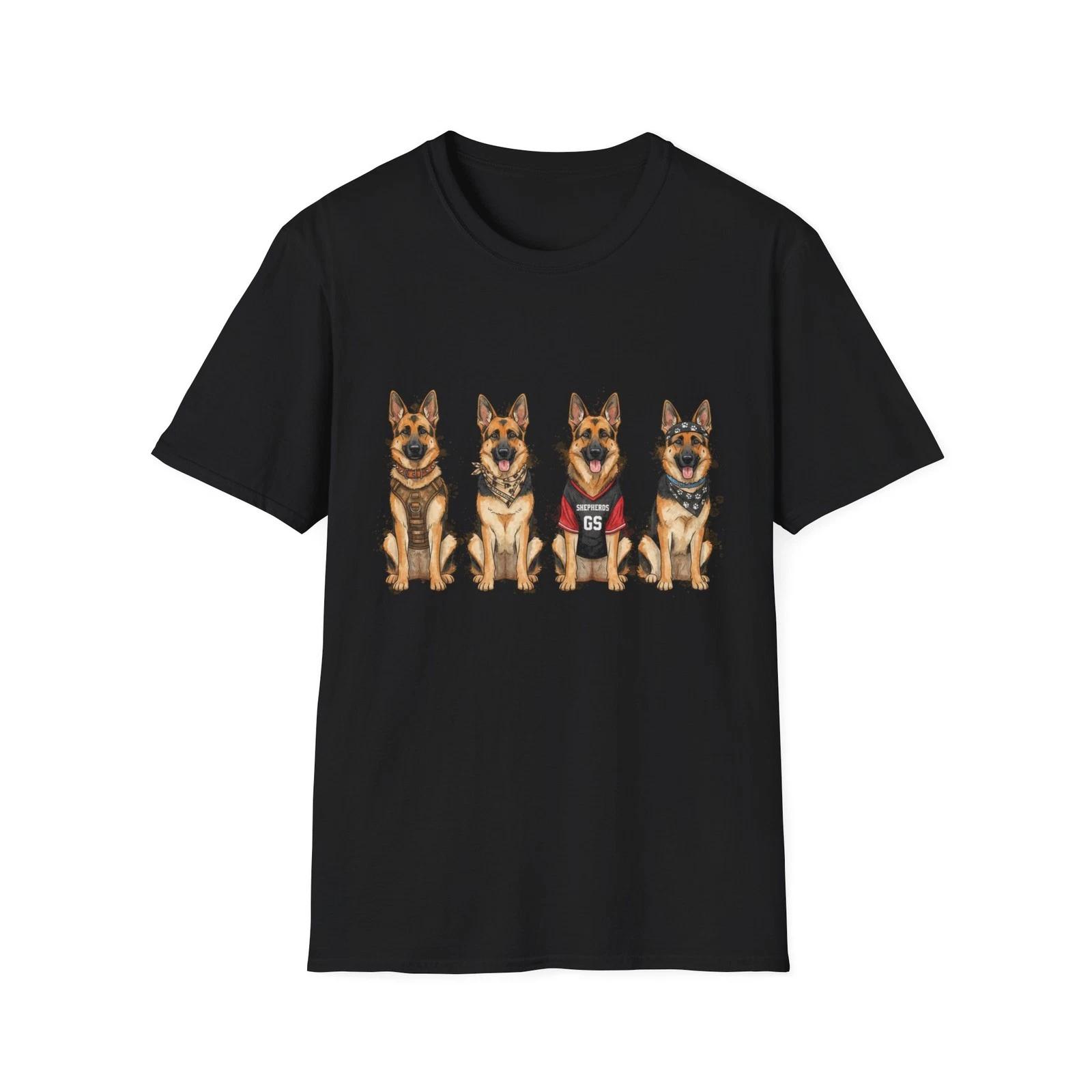 

German Shepherd Dogs Bandana Tattoo Style Black Tee Graphic T-Shirt S