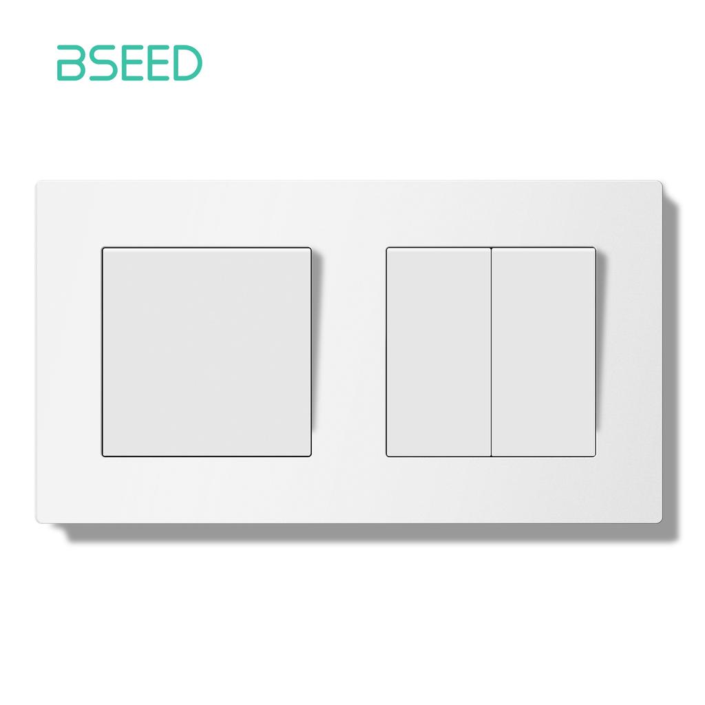 BSEED Spínač Světelný spínač s LED Bílý plastový rámeček Nástěnný spínač s kontrolkou řady E Standard EU 1/2cestný/Reset