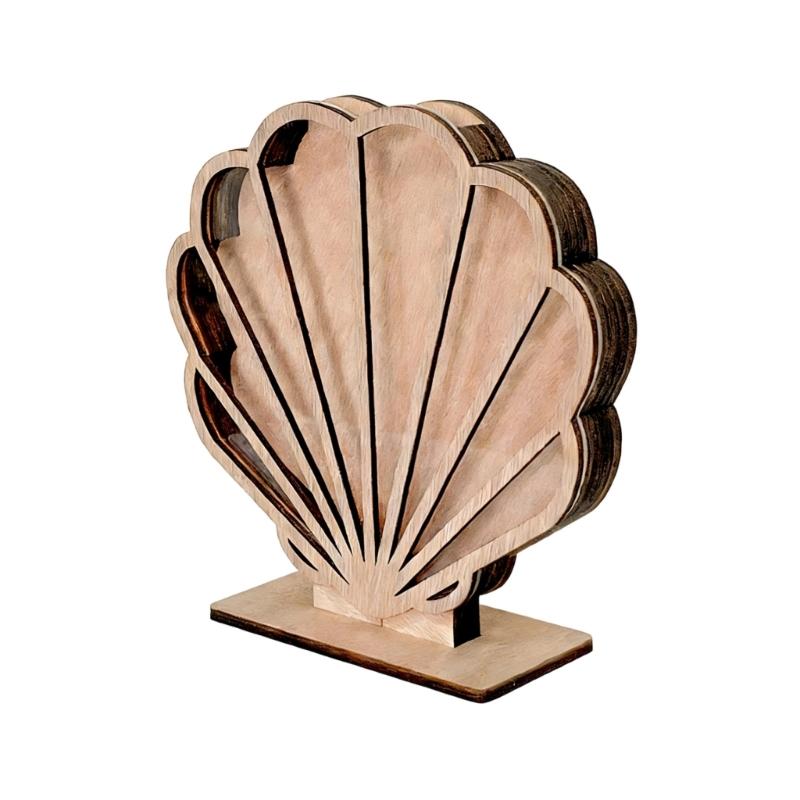 Muschelhalter Muschel-Ausstellungsbox Holz Seesterne Muschel-Vitrine mit Klarem Acrylfenster Küstenhaus-Dekorationen
