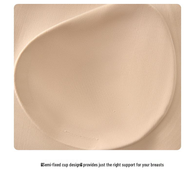 Women's Seamless Strappy Ice Silk Bra: Thin, Breathable, Wire-Free, with Large Open Back and Fixed Cups.