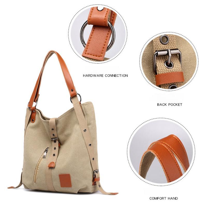 Fashion Canvas Shoulder Bag Women's Backpack New Multi Functional Crossbody Bag Outdoor Leisure Portable Bag