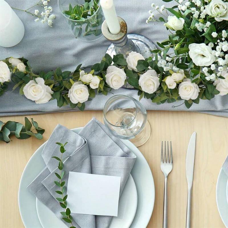 Vår Kunstig Hvit Rose Ranke Kunstig Grønn Plante Kunstig Blomsterbue Hjemmedekorasjon