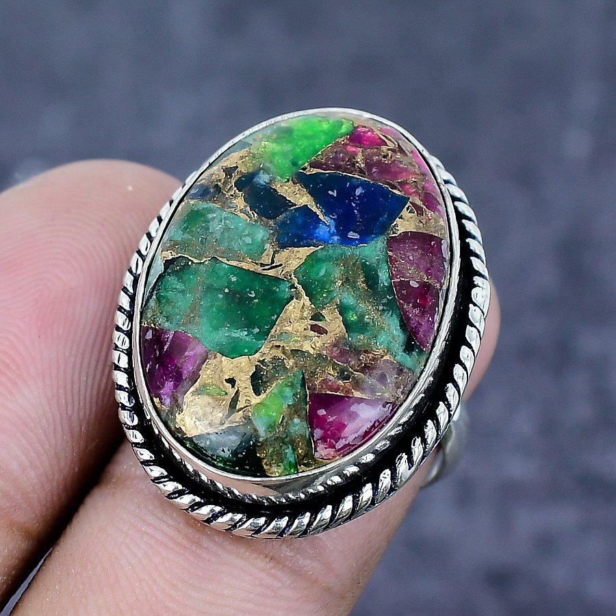 Natural Watermelon Tourmaline 925 Sterling Silver Jewelry Ring Size 6 U2i14