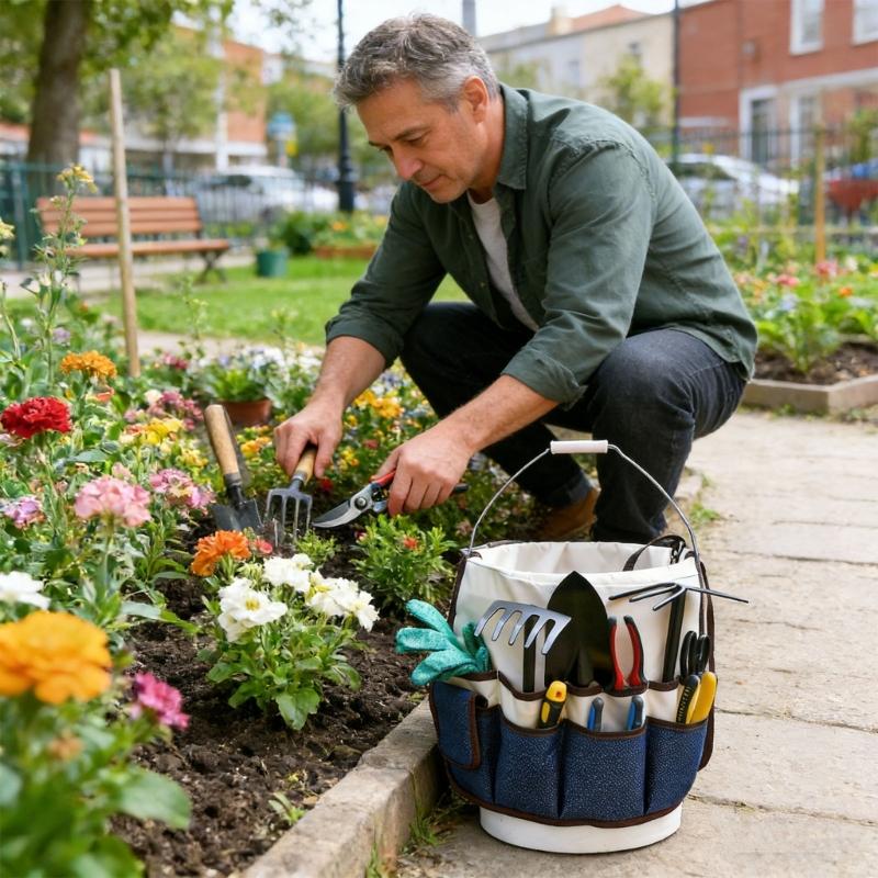 Water Resistant Gardening Tool Organizer Storage Bag 600D Fabric for Long Term Durability In Outdoor Setting