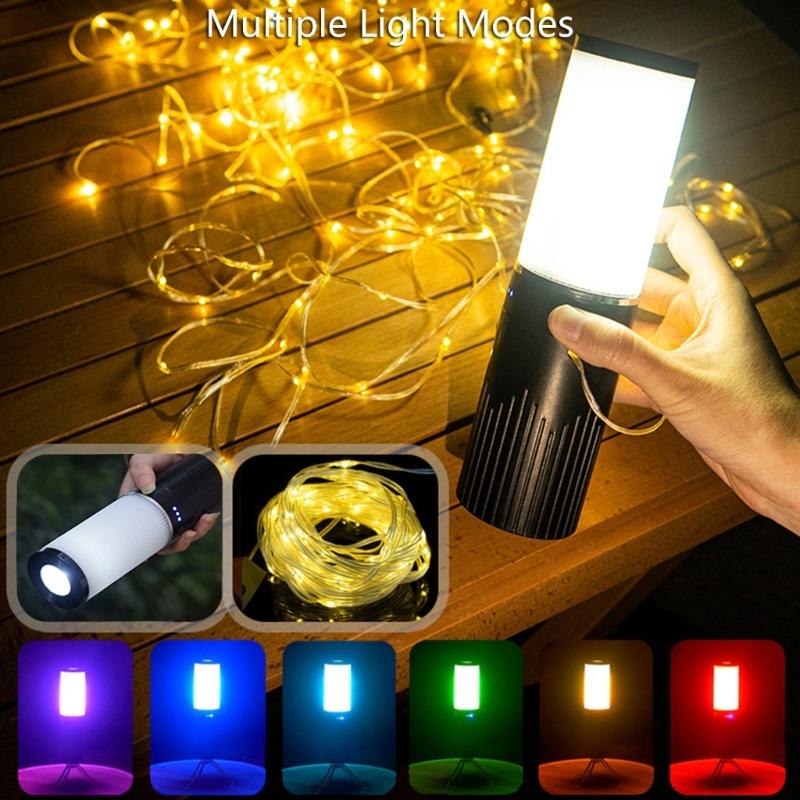 Waterproof Portable Tent Light LED Color String Light Camping Lanterns Light Flashlight Camping String Light Power Banks