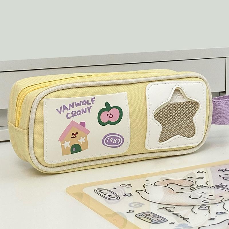 Portable Cartoon Pain Pack Separate Large Capacity Pen Case Student Storage Bag Multipurpose Organizer Bag