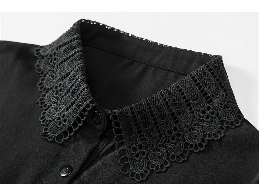 New Fall/Winter Crochet Lace Chiffon Shirt Dickey with Turn-Down Collar