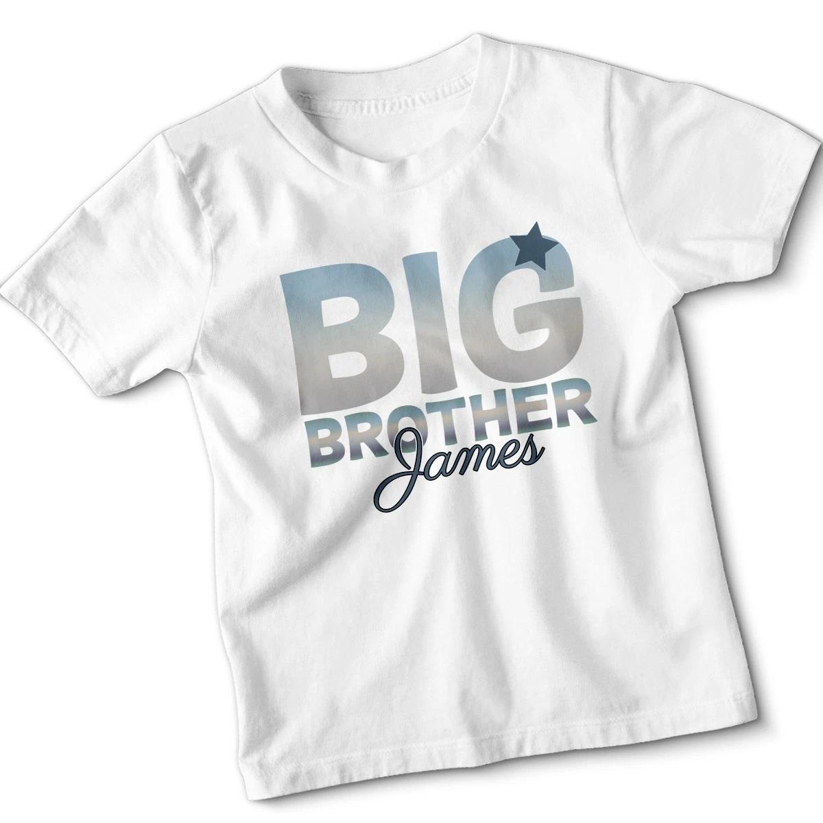 Personalised Big Brother Kids T-Shirt With Name Family Announcement Boys Tee 100