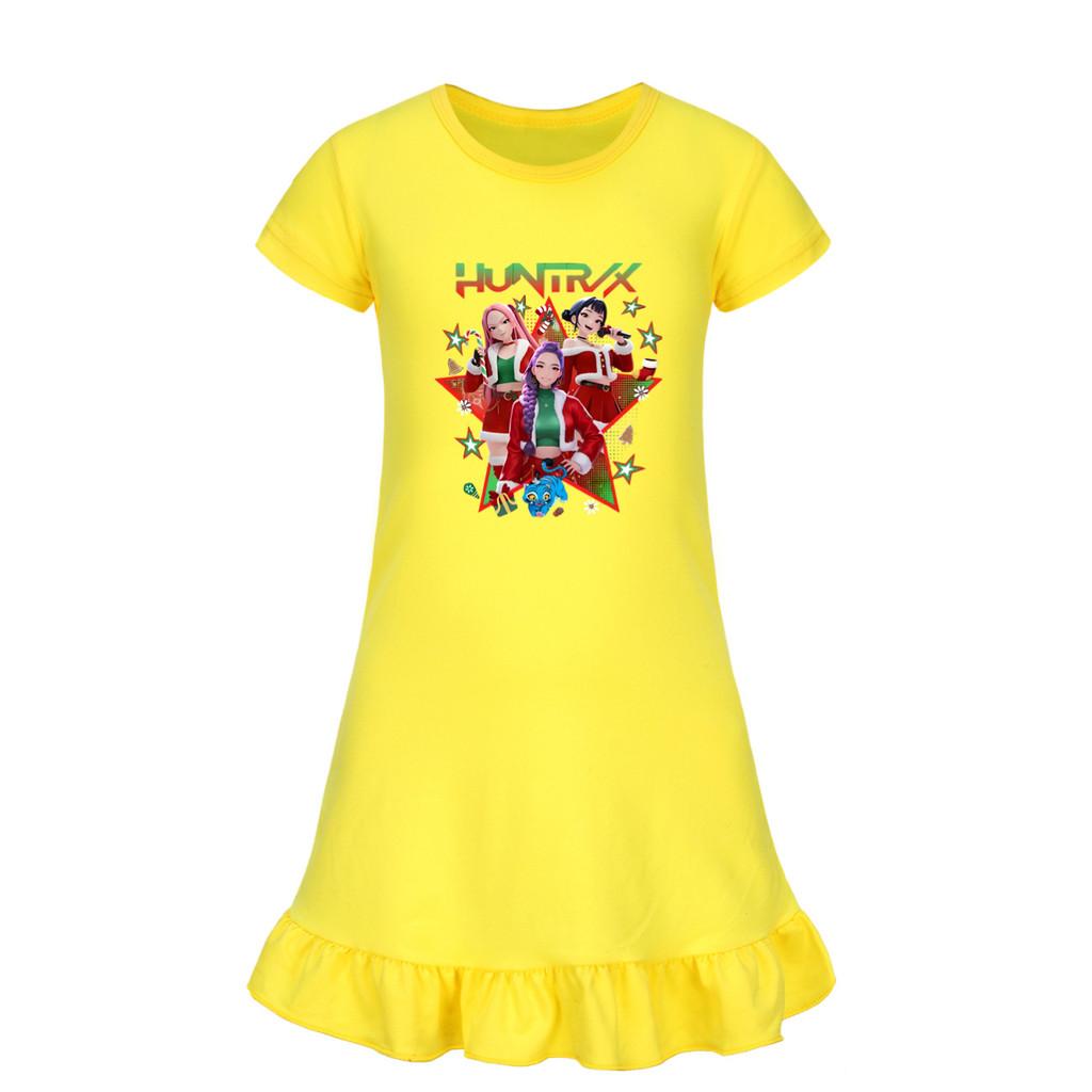 5182 Kids Girls Christmas New Year Mira Zoey Rumi Printed Ruffle Short Sleeves Casual Dress