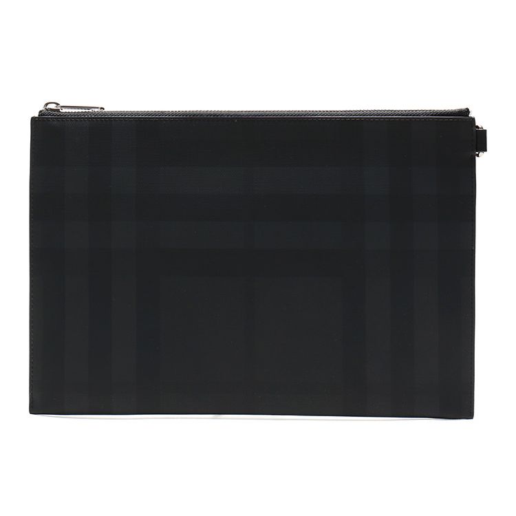 Burberry London Check Logo Pattern Fabric Clutch Bag Men Clutch Bag Dark-Charcoal 8022559