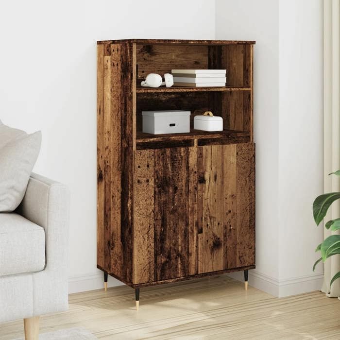 VidaXL Buffet haut vieux bois 60x36x110 cm bois d'ingénierie, armoire, armoire de rangement, buffet haut, armoire latérale, 857458