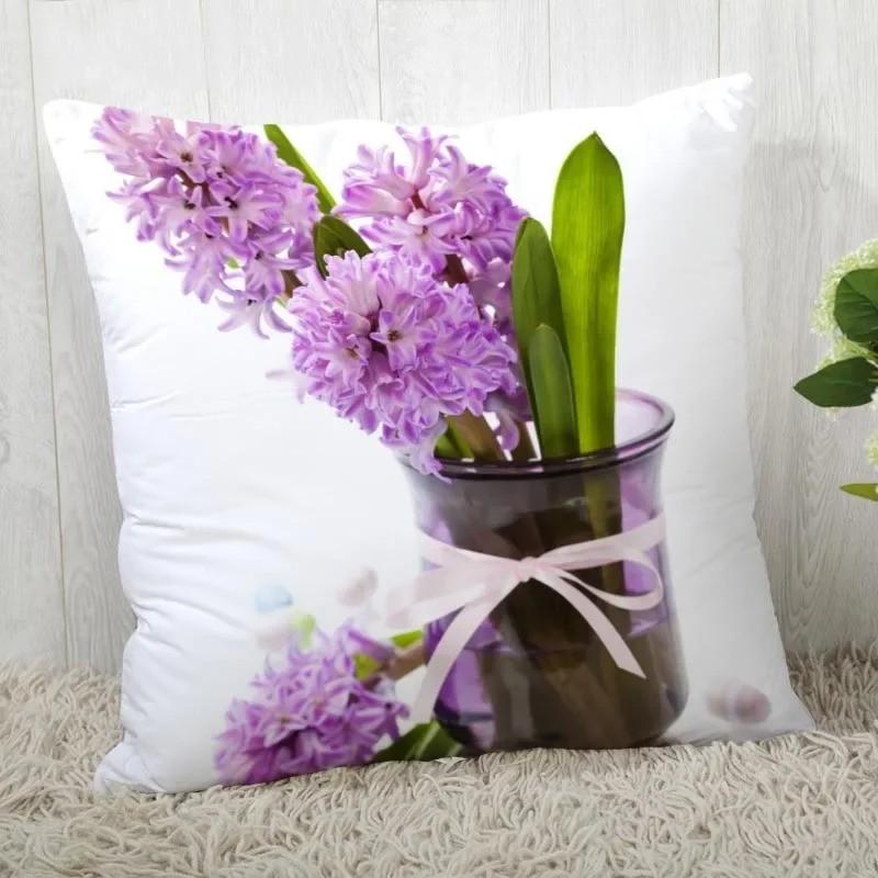 Purple Hyacinth Floral Patterned Pillow Covers Pattern Cushion Cover Suitable For Sofa Bedroom Car Pillow Cover