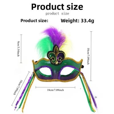 Bandeau à Plumes et Paillettes Carnaval Brésilien Masque de Moitié pour Fête à la Nouvelle-Orléans Accessoires de Mascarade