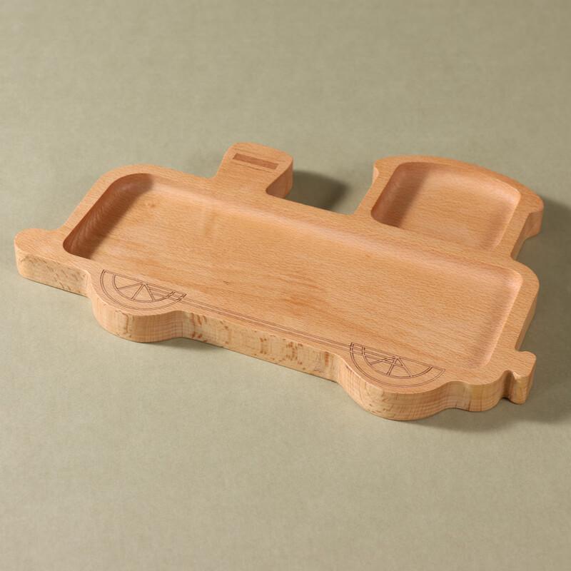 ZISIZ Cartoon Wooden Baby Dinner Plate