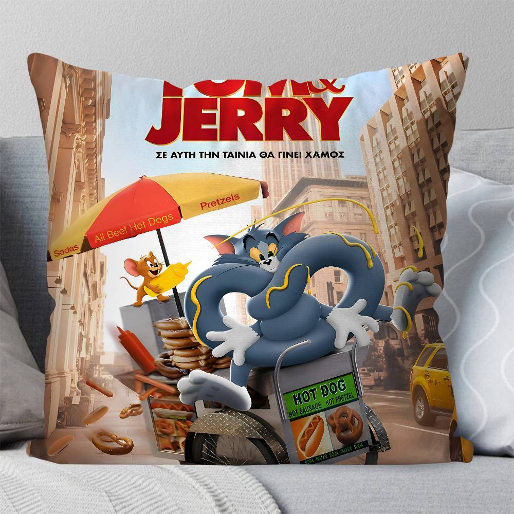 Cartoon T-Tom And J-Jerry Pillow Case Square Pillow Bedroom Sofa Leisure Comfort Cushion Car Living Room Home Decoration
