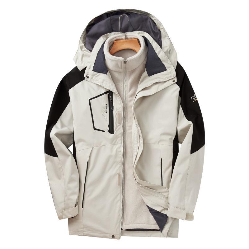 Outdoor Windproof 3-in-1 Detachable Mountaineering Suit with Two-Piece Fleece Liner