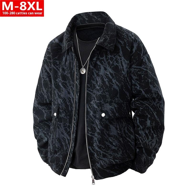 Kuscheln Sie sich ein Modebedruckte Jacke mit quadratischem Ausschnitt Übergröße für mollige Männer Lockere Freizeitjacke