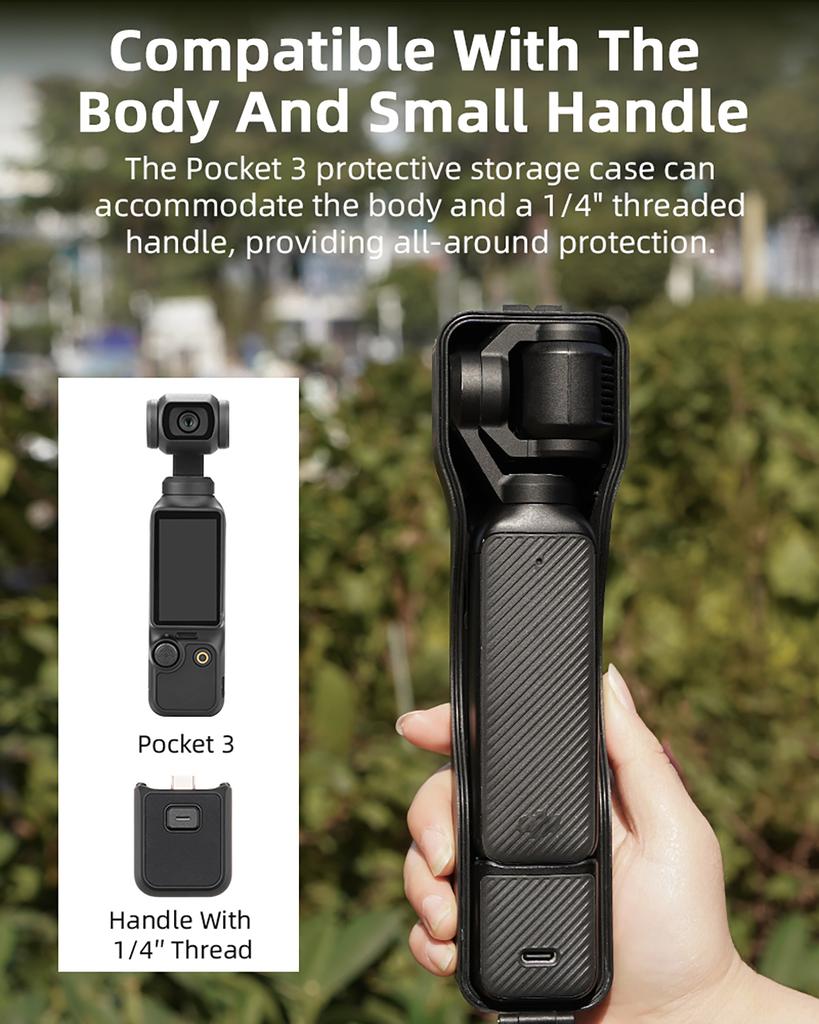 Portable Shockproof Case for DJI Osmo Pocket 3, Water-Resistant Hard ABS Protective Cover with Carabiner & Filter Storage