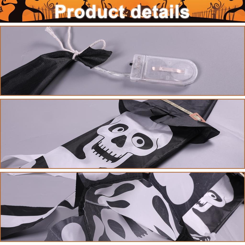 Halloween Hanging Decoration Witch Hats LED Black Light Up Witch Hats for Indoor Outdoor Yard Garden Porch Halloween Decorations