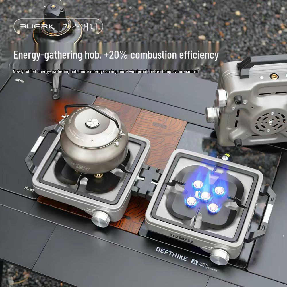 BUERK High-Fire Double-Burner Outdoor Folding Camping Stove