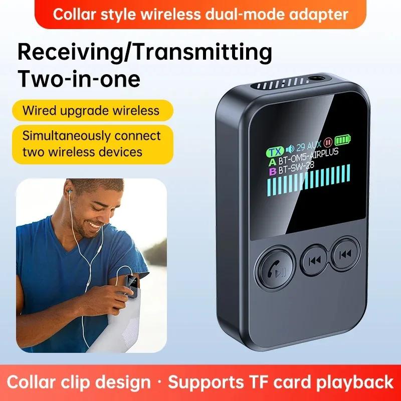 2 v 1 Bluetooth 5.4 Audio Přijímač Vysílač 3,5MM AUX TF Karta Stereo Hudba Mikrofon Bezdrátový Adaptér S LED Displejem Pro Auto TV