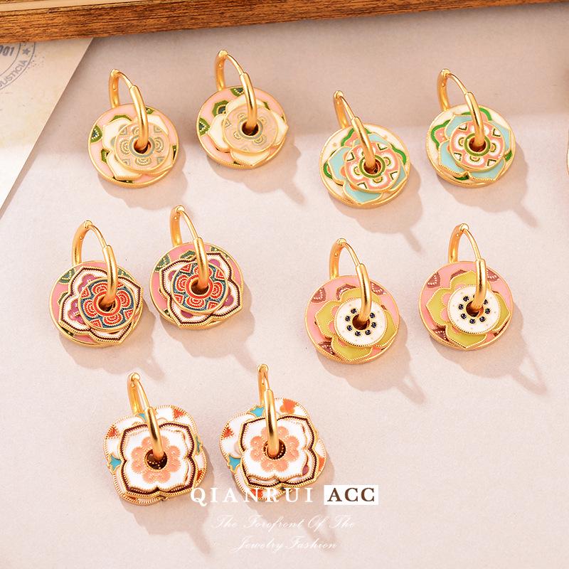 

Elegant Minimalist Enamel Drip Oil Floral Women s Earrings