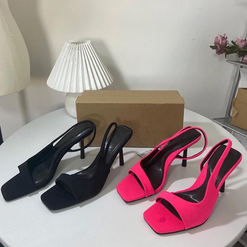 Fashion Elegant High Heel Women's Sandals Open Toe Square Head Female Footwear 2025 Summer Luxury Designer Ladies Shoes Good Quality