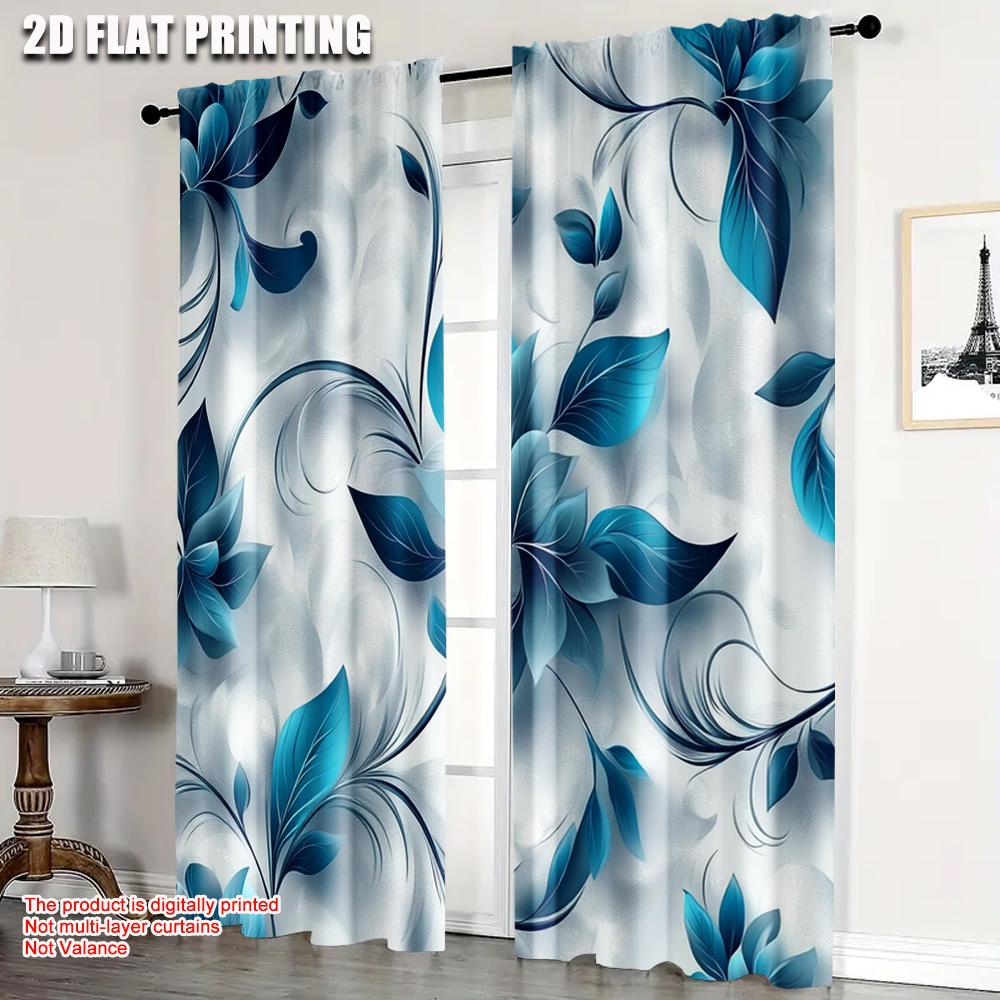 

2 шт., Креативные шторы 2D-принт Бирюзовый Абстрактный Цветочный Машинная стирка (без удилища) Универсальный Все Идеально для Кухни Гостиной 52.50×116.00 CM 2pcs