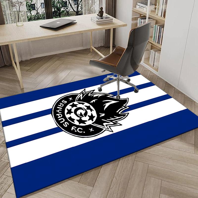 Flame Soccer Emblem Printed Area Rug for Office, Chair Rug, Decorative Carpet Floor Mat, Large Size Fan gifts Christmas gifts