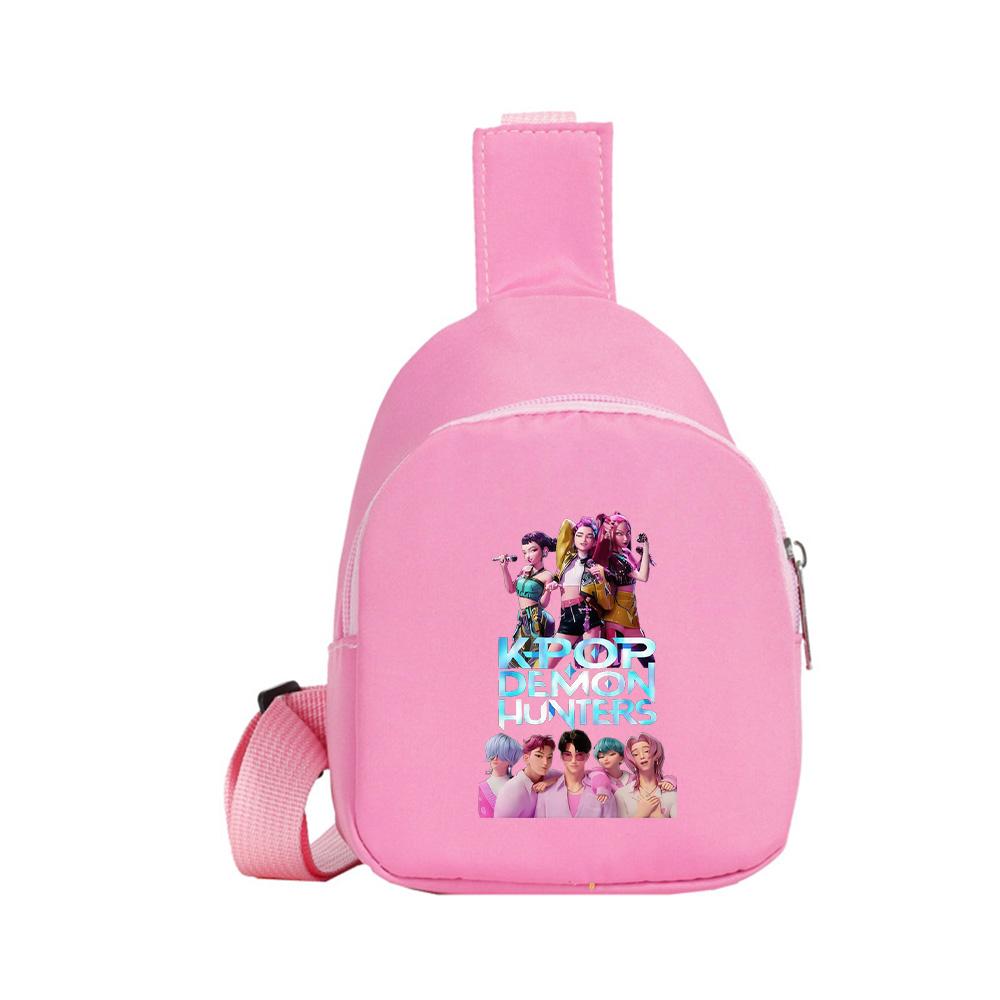 Anime Cartoon K-Pop Demon Hunters Printed Kawaii Chest Pack for Boy Girl Shoulder Bag Student Portable Crossbody Pouch Kid Gift
