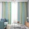 Gradient Striped Blackout Curtains Dual-Layer Sheer & Fabric Grommet Top All-in-One Window Drapes Home Decor
