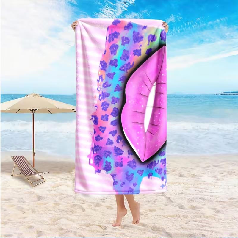 Multicolor Striped Palm Leaf Print Beach Towel Quick Dry Sand Free Pool Towel Summer Travel Holiday Beach Accessory