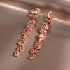 Silver Color Leaf Shape Bracelet Shiny Crystal Wristlet Dangle Earrings  Bridal Wedding