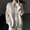 Damen Herbst Winter Dick Gestrickte Strickjacke Lässiger Strickwolle Pullover Weiblich Elegante Jacke Oberteile