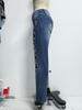 Women's Red Plaid Ripped Long Jeans - 2023 Collection