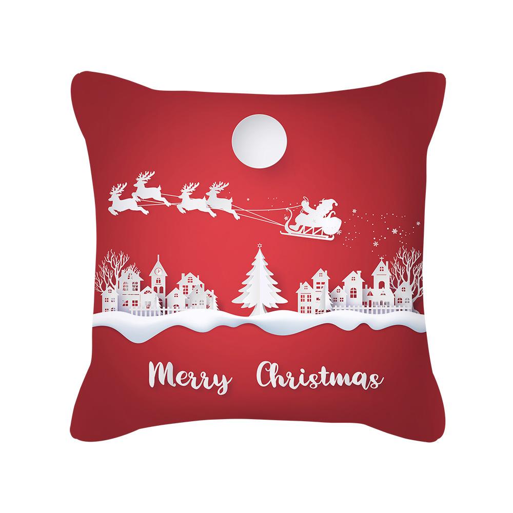 Nordic Style Christmas Pillow Cover Peach Skin Cartoon Santa Claus Office Sofa Cushion Cover Home