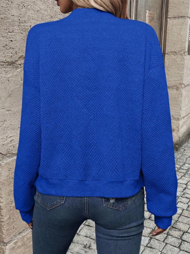 Spring Casual High Neck Zipper Knit Cardigan Women's Long Sleeve Chic Coat