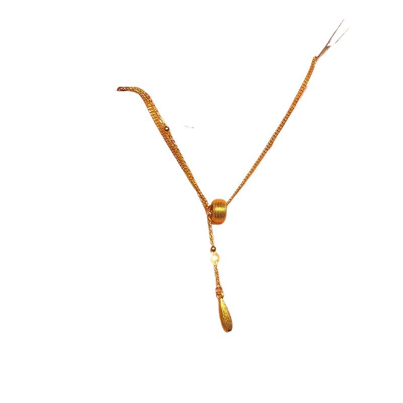 New in brushed water droplet long-style tassel collar chain exquisite simple luster necklace light luxury pendant jewelry