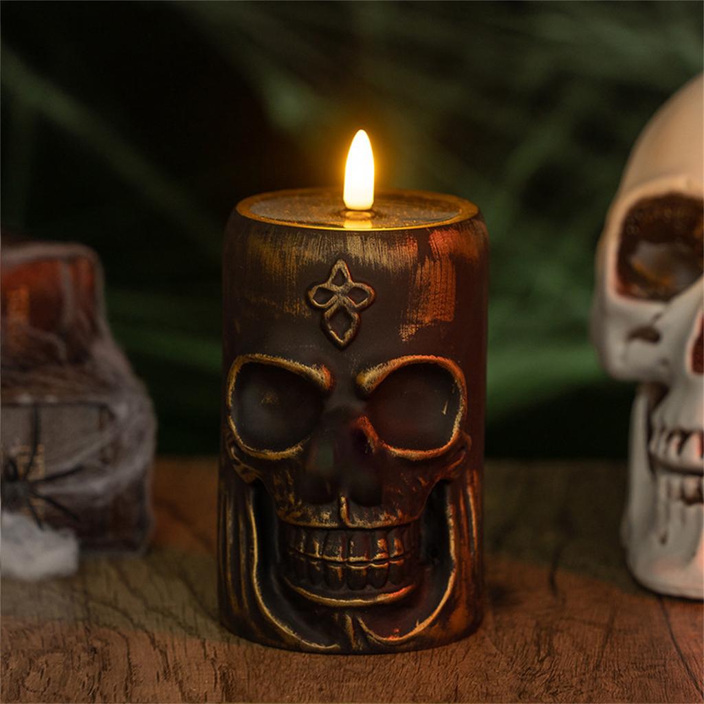 Lampa Gradientowa Horror na Halloween, Lampa Retro Świeca Nawiedzony Dom Dekoracja na Biurko do Domu