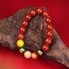 Natural Five-Color Agate God of Wealth Bracelet – Unisex Jewelry