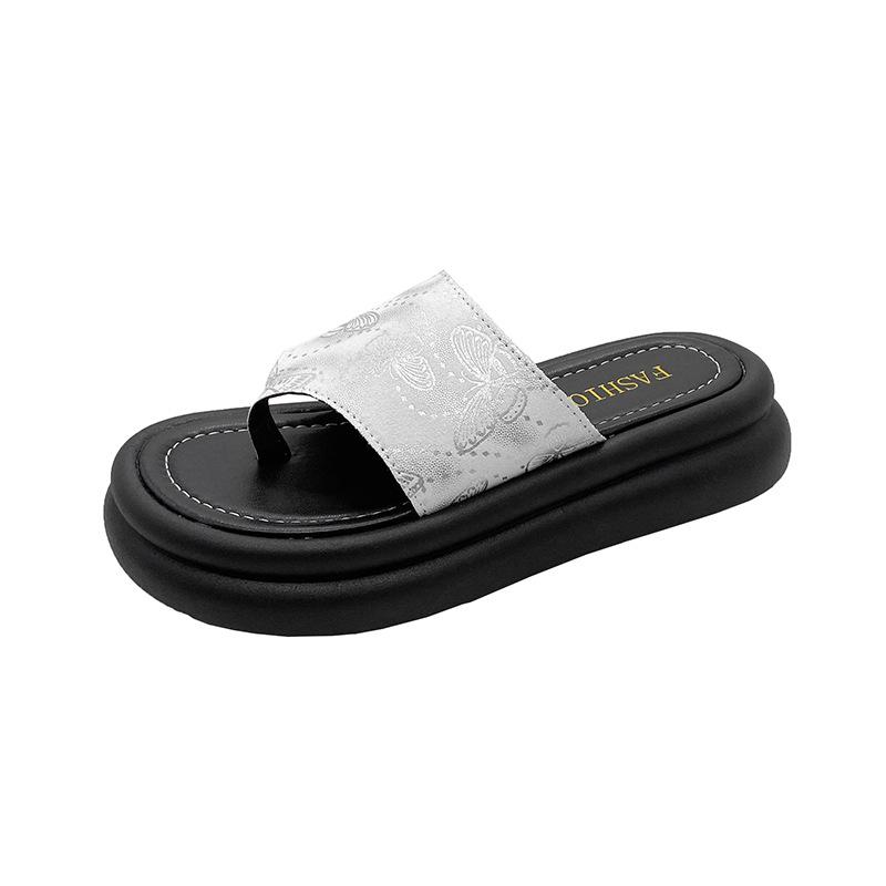 Fashion Female Summer Wearing 2025 New Thick-soled Chinese-style Flip-flops with A Skirt, Fashionable Seaside and Beach Roman Flip-flops