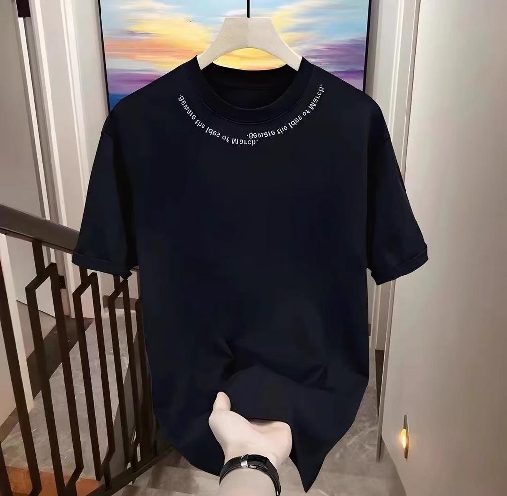 Heavy Cotton Ruffian Handsome Short-Sleeved T-Shirt, Blue Men'S And Women'S Versatile Trendy Brand Street Loose Round Neck T-Shirt