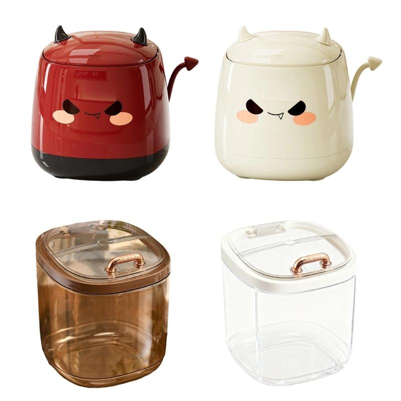 Press Lid Design Desktop Trash Can With Odor Locking Function Devil Shape Waste Container For Home Office Bedroom Decors