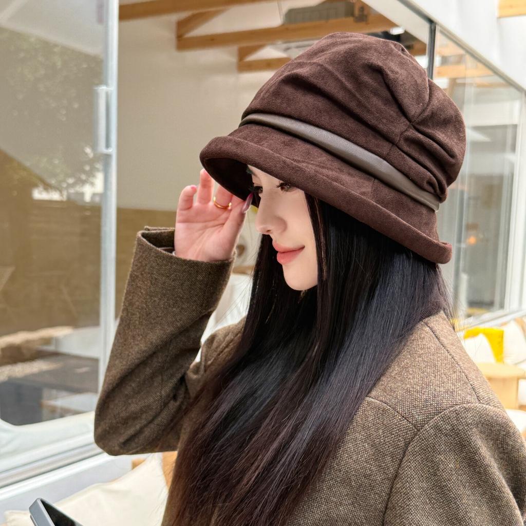 Simple Solid Color Suede, Personalized Elegant Style Temperament Basin Hat Women's Autumn Casual Fashion Versatile Exquisite Stacking Hat
