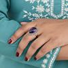Purple Amethyst Pear Statement Ring, 925 Solid Sterling Silver, Handmade Gemstone Jewelry for Women
