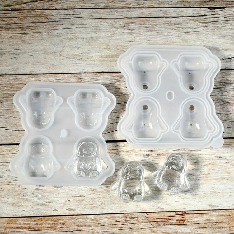 Charm Lovely Penguins Sturdy Silicone Ice Tray 4 Molds with Lid Craft Supplies for Refreshing Beverage Experience