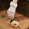 Seethrough Sheer Bowknot Bridal Gloves Elegant Nylon Easy To Wear Short Gloves for Wedding Ceremonies Bride Accessory