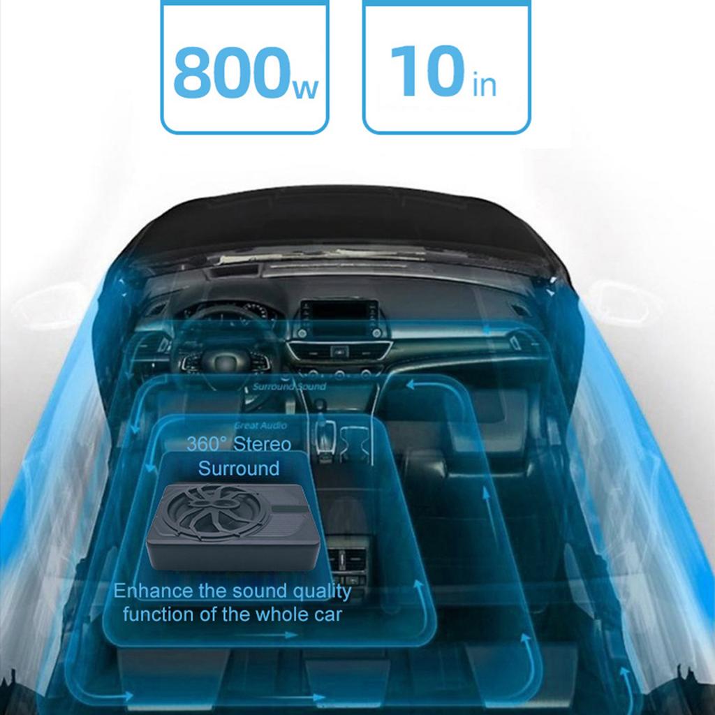 10 Inch 800W Under Seat Car Subwoofer High Power Active Subwoofer Speaker Built In Amplifier with Volume Controller