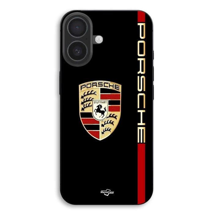 Phone Case - MANIACASE - iPhone 17 - Silicone TPU - Flexible - Red and Gold PORSCHE Logo
